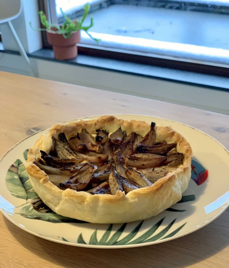 Quiche met geitenkaas en sjalotjes